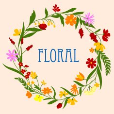 Floral wreath with flowers and herbal foliage
