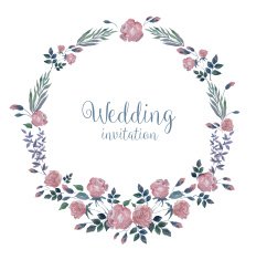 Vector Watercolor Wreath with Roses and Grass N2