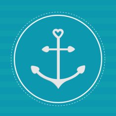 Round label with anchor in shapes of heart Dash line N2