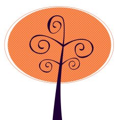 Ornamental Tree illustration isolated on white ( orange ) N2