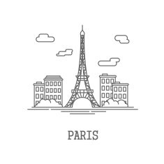 Drawing silhouette the city of Paris