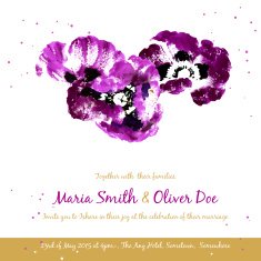 Vector background with purple watercolor poppies N8