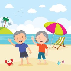 Elderly couple at the beach N2