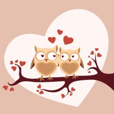 Romantic Owls - Valentine's Card