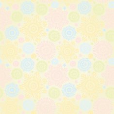 Bright spring seamless pattern with flowers and leaves