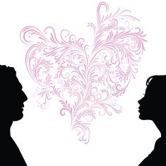 Man and woman faces silhouettes N2