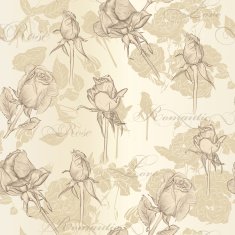 Seamless vector wallpaper with roses in vintage style N2