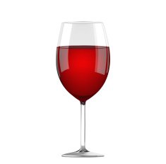 Glass of red wine on the white backgound