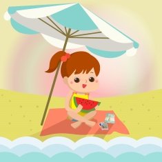 Girl on the beach Mascot cartoon Vector EPS10 N2 free image download