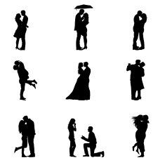 Black Vector Illustration Silhouette Couples In Love