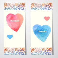 Wedding invitation Watercolor heart