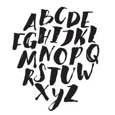 Hand drawn alphabet written with brush pen N4