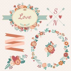 Floral collection with design elements N4