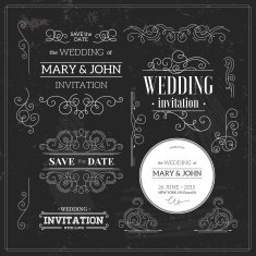 Vintage Wedding invitation design kit Elements ornaments badges Vector illustration-01