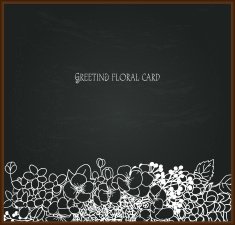 Floral chalk drawing on blackboard N11