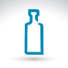 Hand drawn simple empty bottle of tequila brush drawing N2