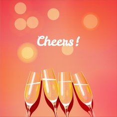 Vector template with group of champagne glasses making a toast