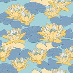 Lotus flowers in seamless pattern N6