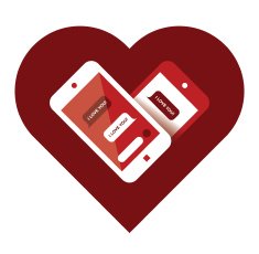 Mobile phones with I love you messages in heart form