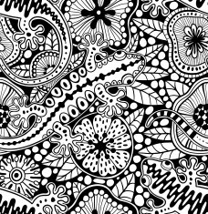Abstract seamless floral pattern with geckoes N2