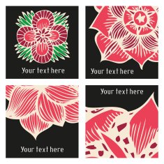 Vector stylish posters with flowers in tattoo style