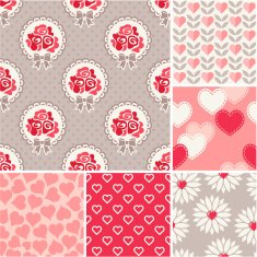 Abstract vector set of scrapbook paper Valentine's Day N2