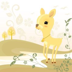 cute deer with floral background