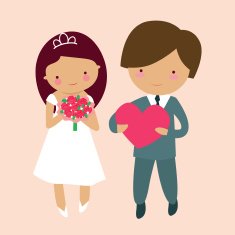 Cute groom and bride characters N2