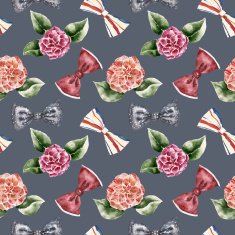 Seamless pattern with flowers and bow tie N8