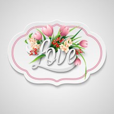 Word Love with flowers Vector illustration N4