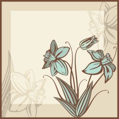 retro card illustration with flowers