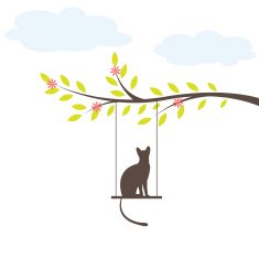 Black cat on swing Vector Illuatration N2