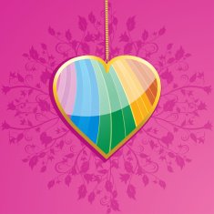 glossy rainbow valentine heart pendant