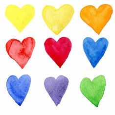 watercolor vector hearts on a white background for your festive