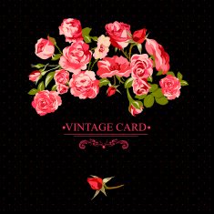 Vintage Floral Card with Roses N9