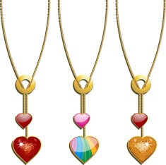 set of 3 valentine heart pendants