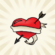 Cupid's arrow through the heart