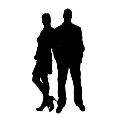 Vector silhouette of a man with sexy woman N17