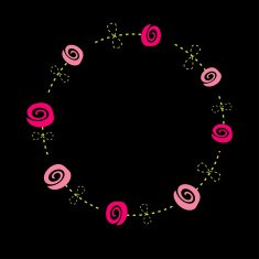 Roses with dash line stalks Flower frame