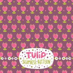 Cute cartoon tulip seamless pattern