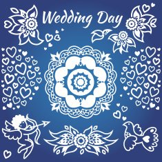 Set for wedding invitation with flowers