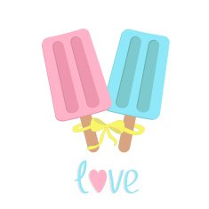 Ice cream with bow on sticks Love card N2