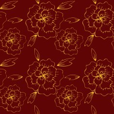 seamless vector pattern with line drawing flowers N5