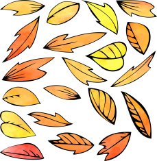 set of leaves painted by watercolor N3