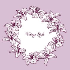 vintage floral frame with lilies N3