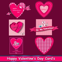happy valentines day cards set