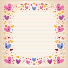 hearts and flowers retro frame