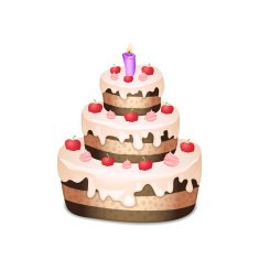 Cake with chocolate and cream burning candle