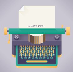 Vintage typewriter with I love you! text N2