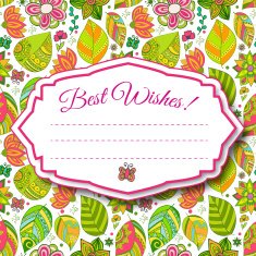 Nice floral greeting card with leaves N53